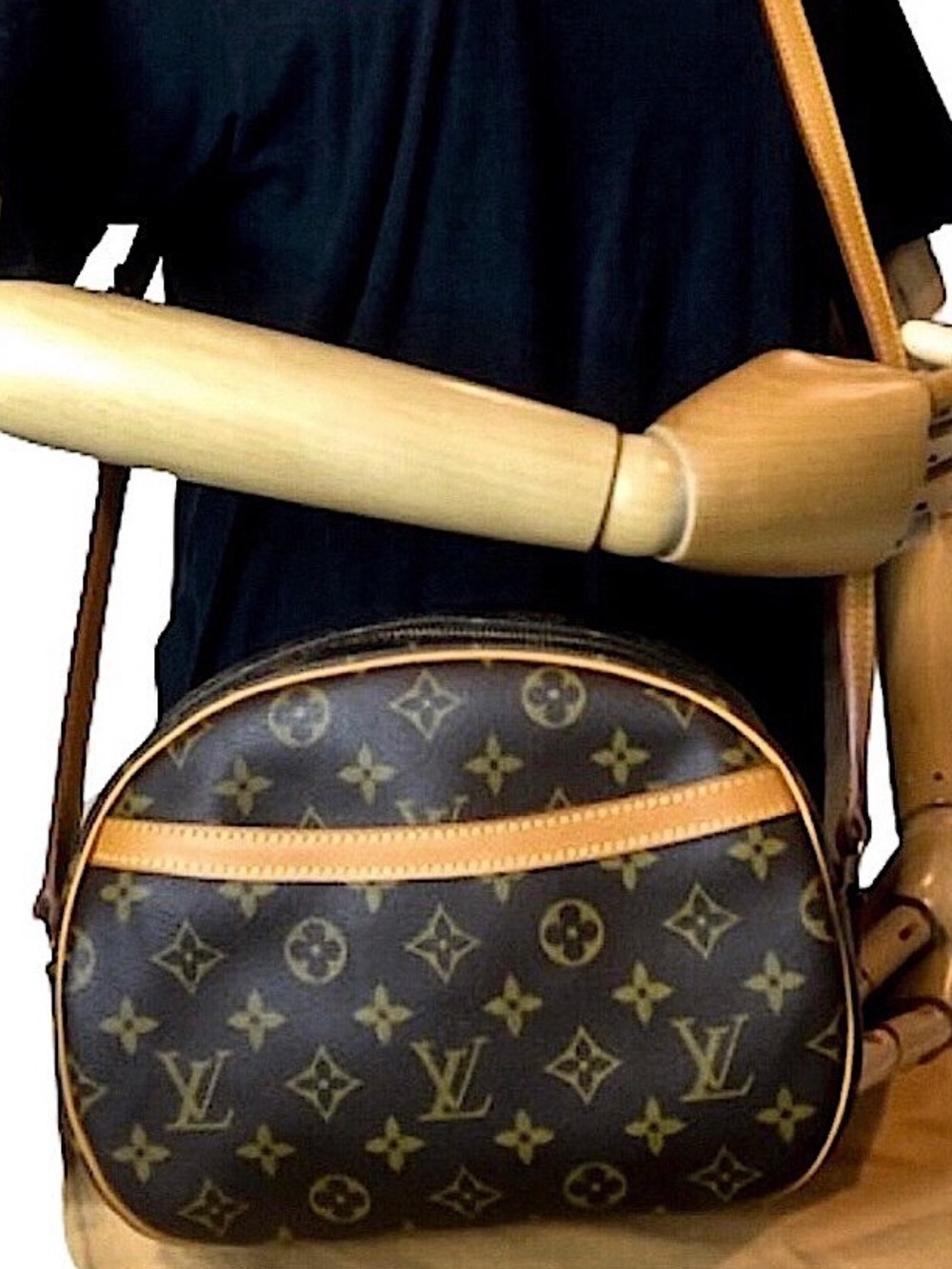 LV Monogram Crossbody Bag with Tan Trim, Dusty and Red Felt Insert